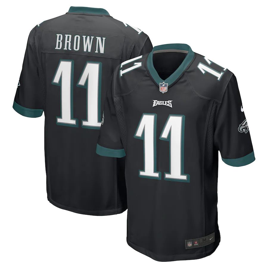 Men Philadelphia Eagles 11 A J Brown Nike Black Game NFL Jersey